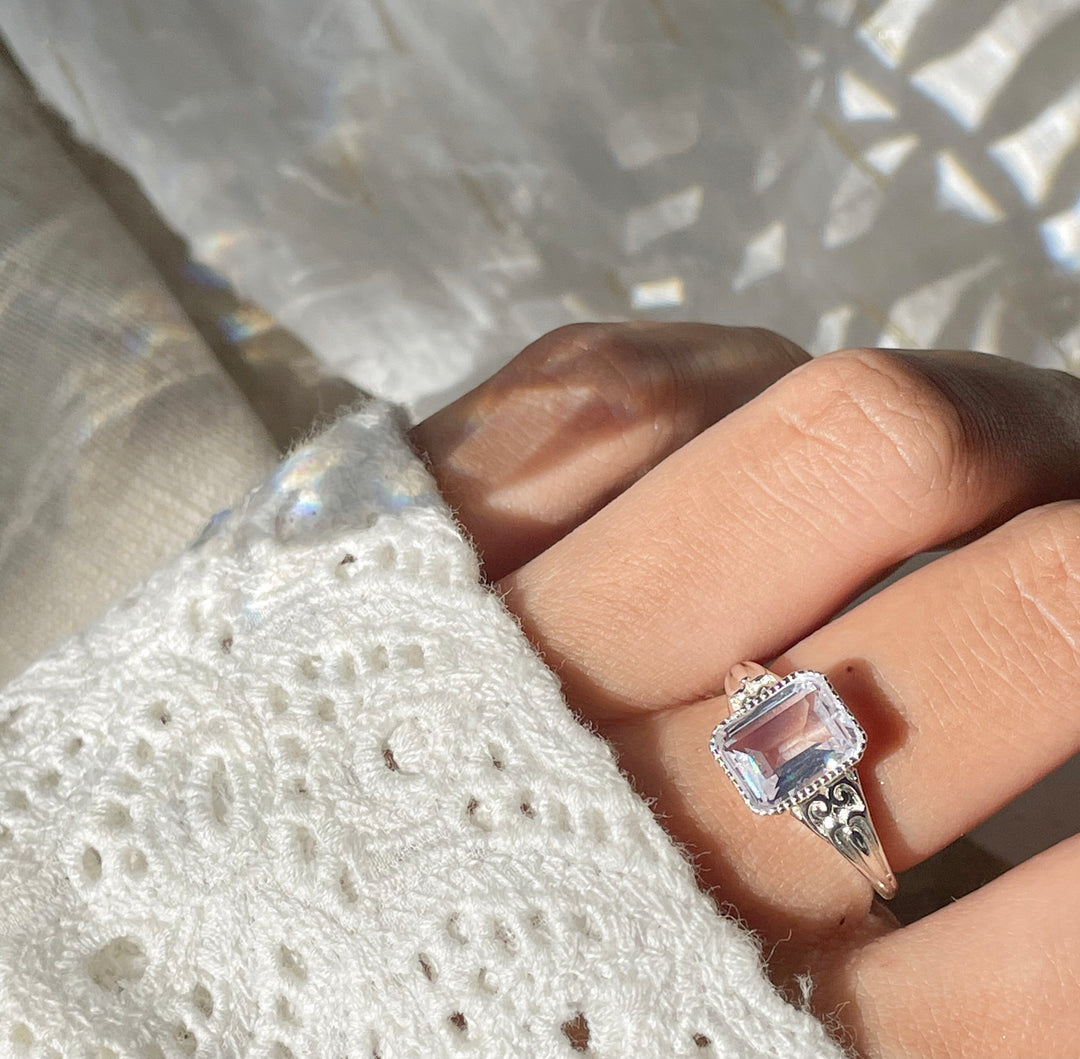 Ring with rectangular stone