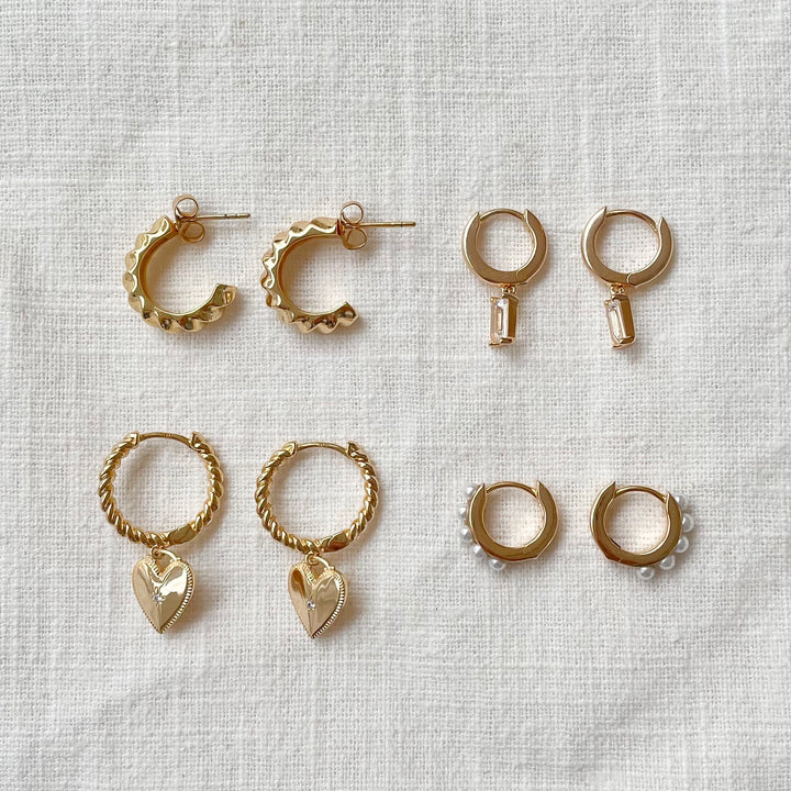 Earring hoops with pearls - 42419S