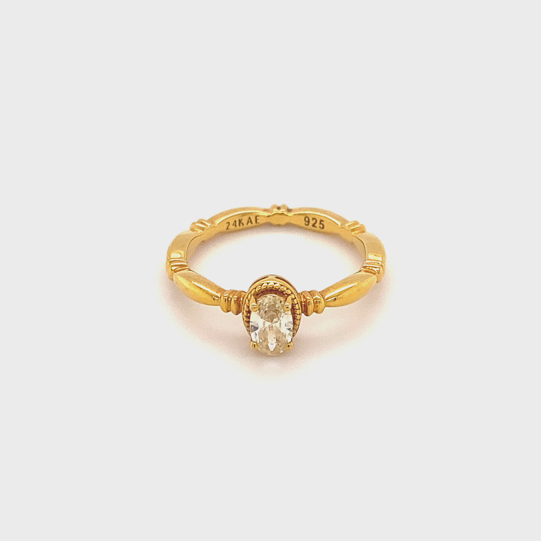 Ring met structuur en kleursteen - 12441Y