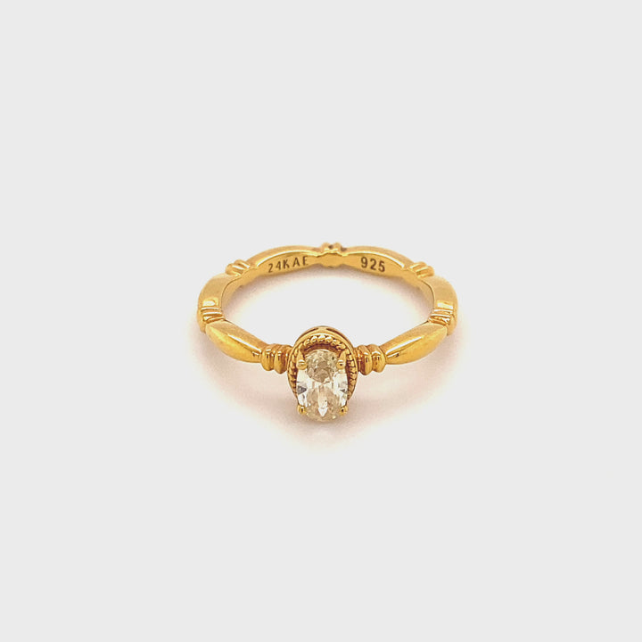 Ring met structuur en kleursteen - 12441Y