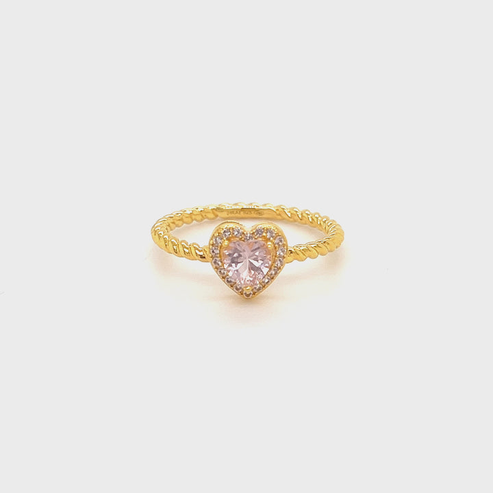 Heart shaped ring with colored stone - 12469Y