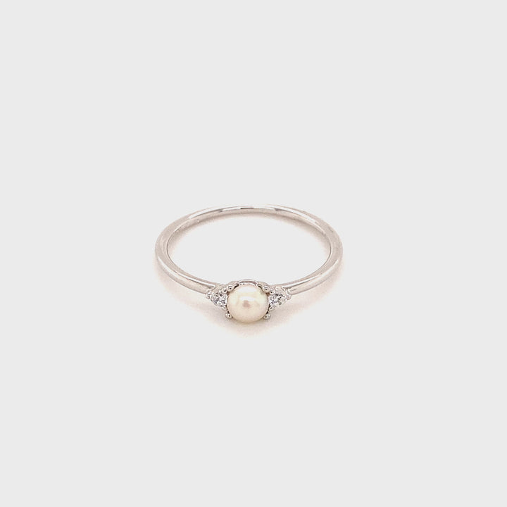 Ring with stones and pearl - 12461S