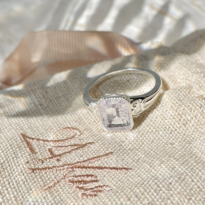 Ring with rectangular stone - 12410SL