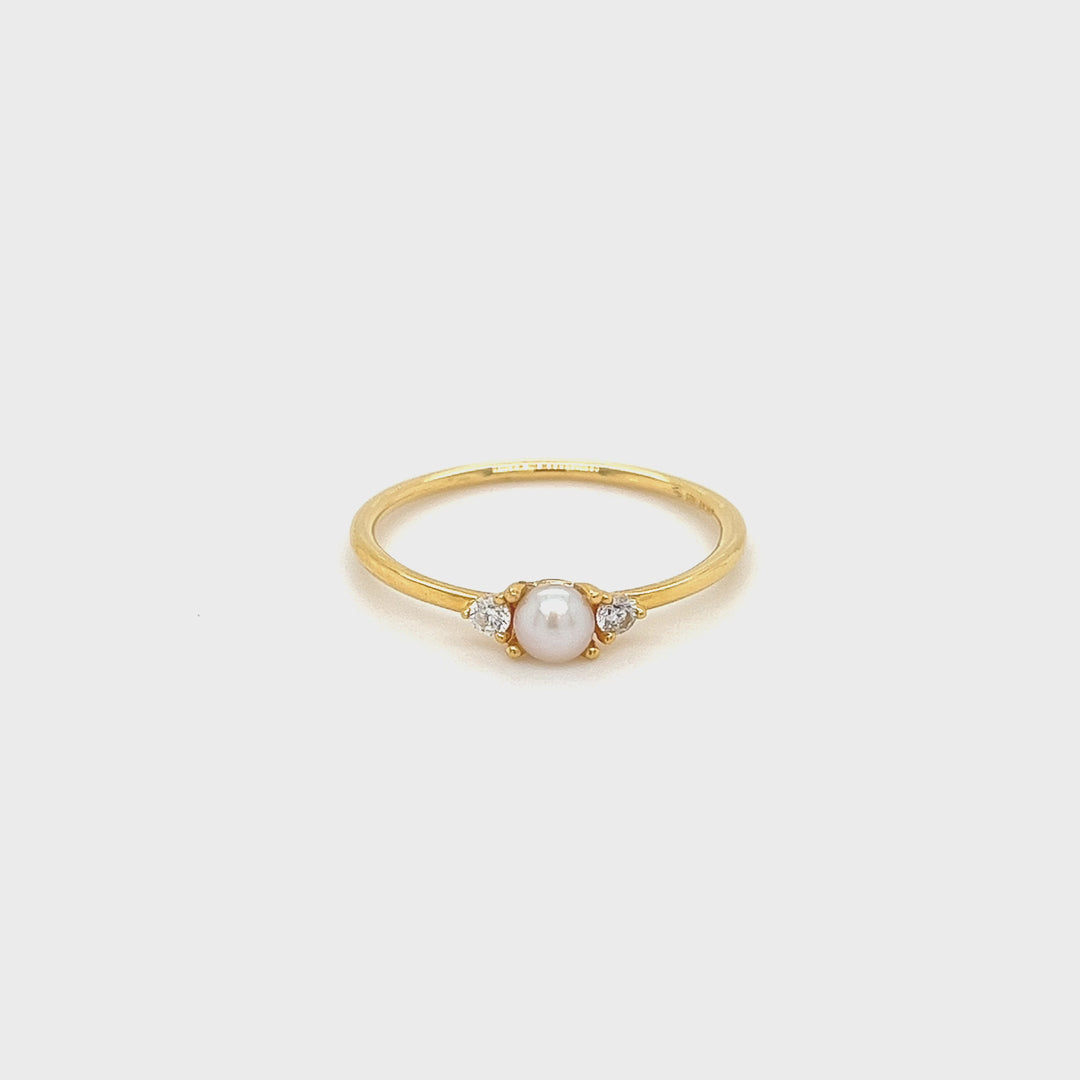 Ring with stones and pearl - 12461Y