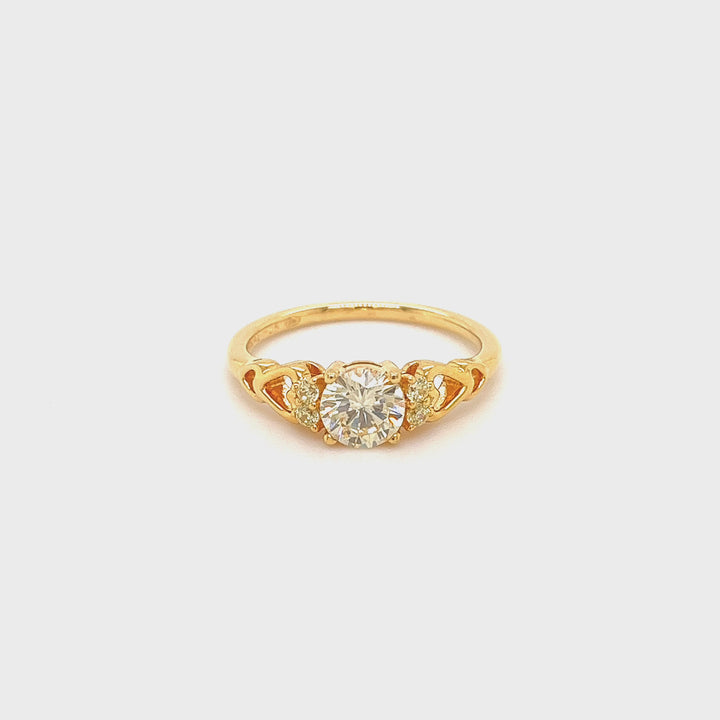 Ring with stones and heart shaped detail - 12444Y