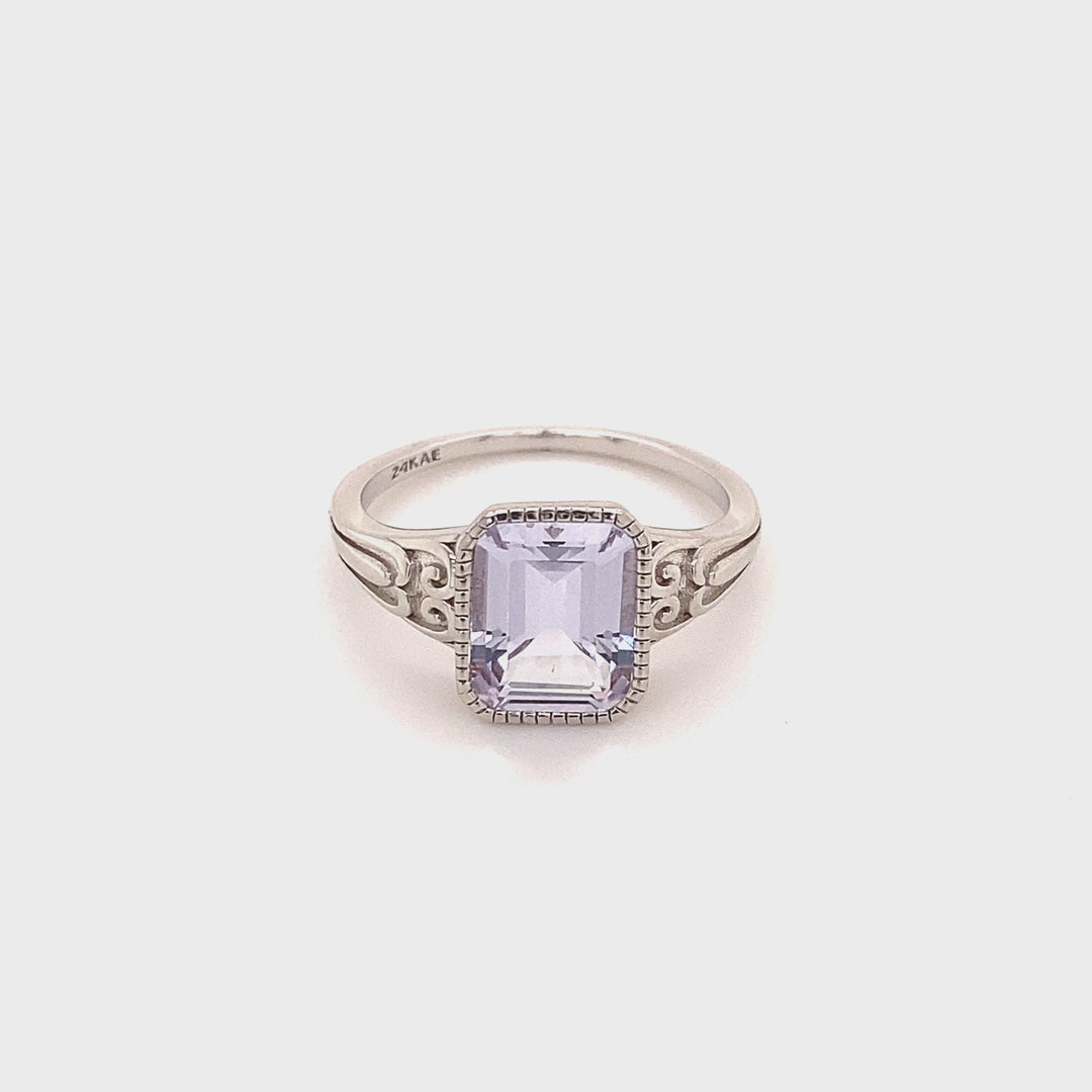 Ring with rectangular stone - 12410SL