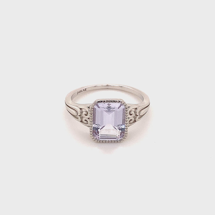 Ring with rectangular stone - 12410SL