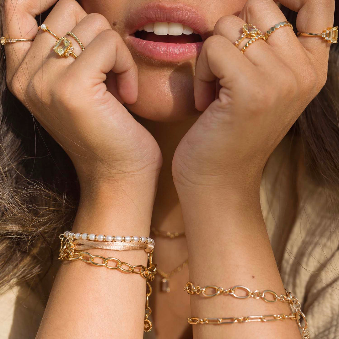 Beaded Pearl bracelet with pendants - 22414Y