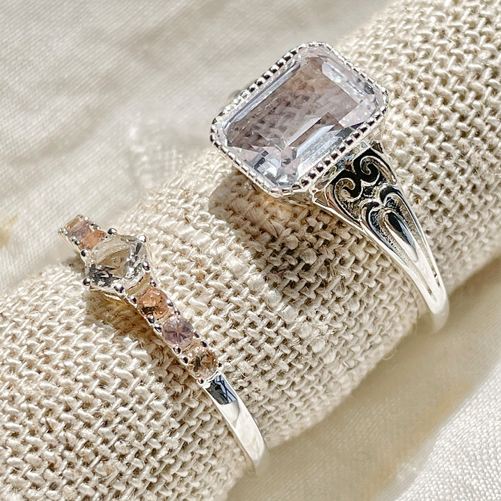 Ring with rectangular stone - 12410SL