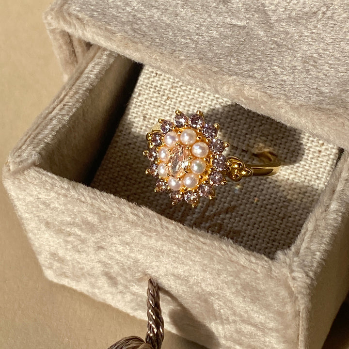 Ring met kleurstenen en parels - 12451Y